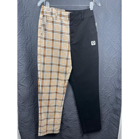 AIRWALK Pants - Airwalk Forever 21 Pants Womens Small Black Plaid Colorblock Cotton High Rise  S